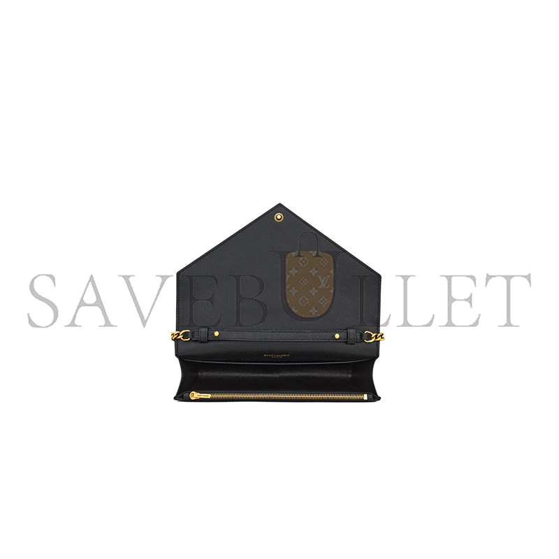 YSL PARIS CHAIN WALLET IN GRAIN DE POUDRE LEATHER 871149AAGOZ1000 (20*13*5cm)